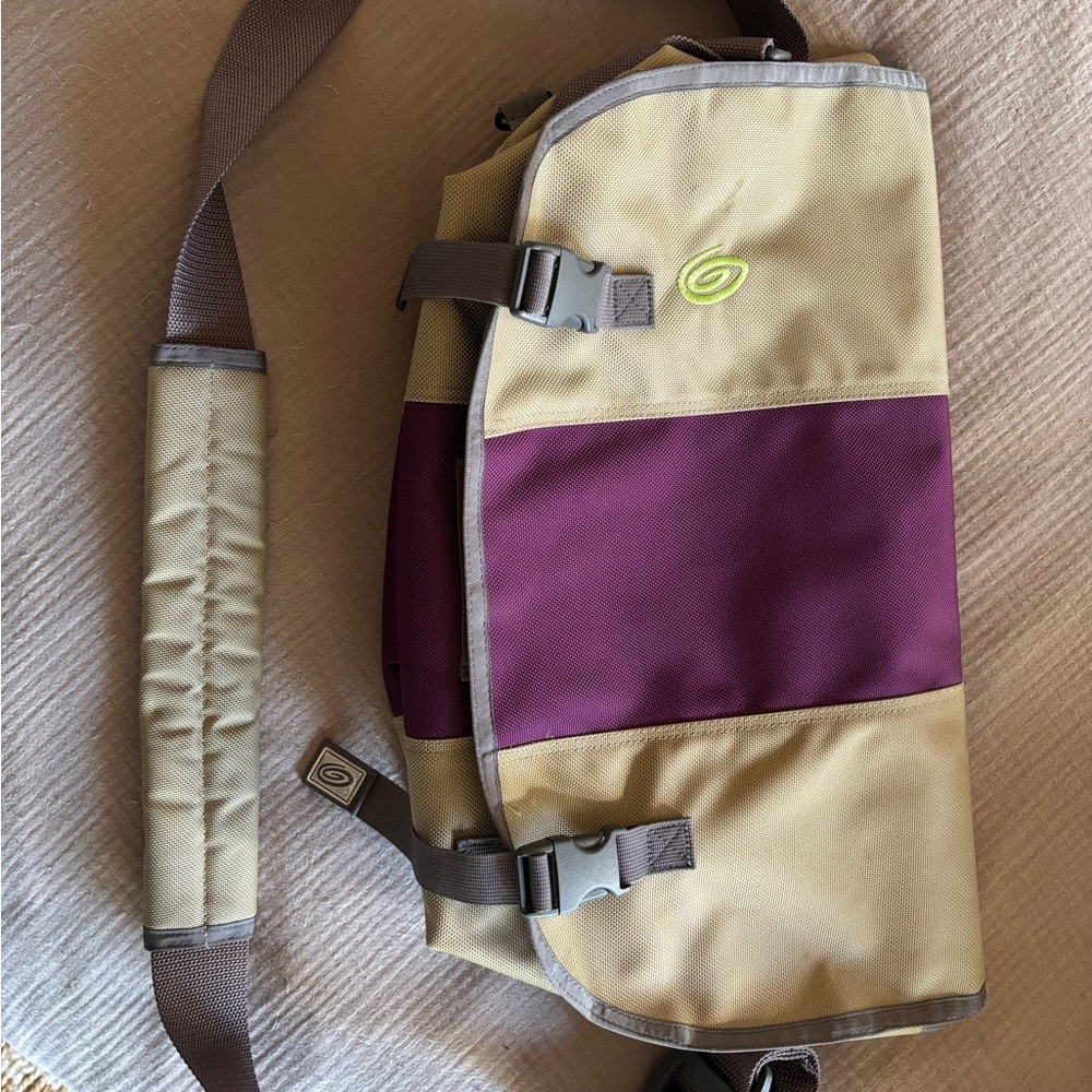 Timbuk2 Tan and Purple Messenger Laptop Bag